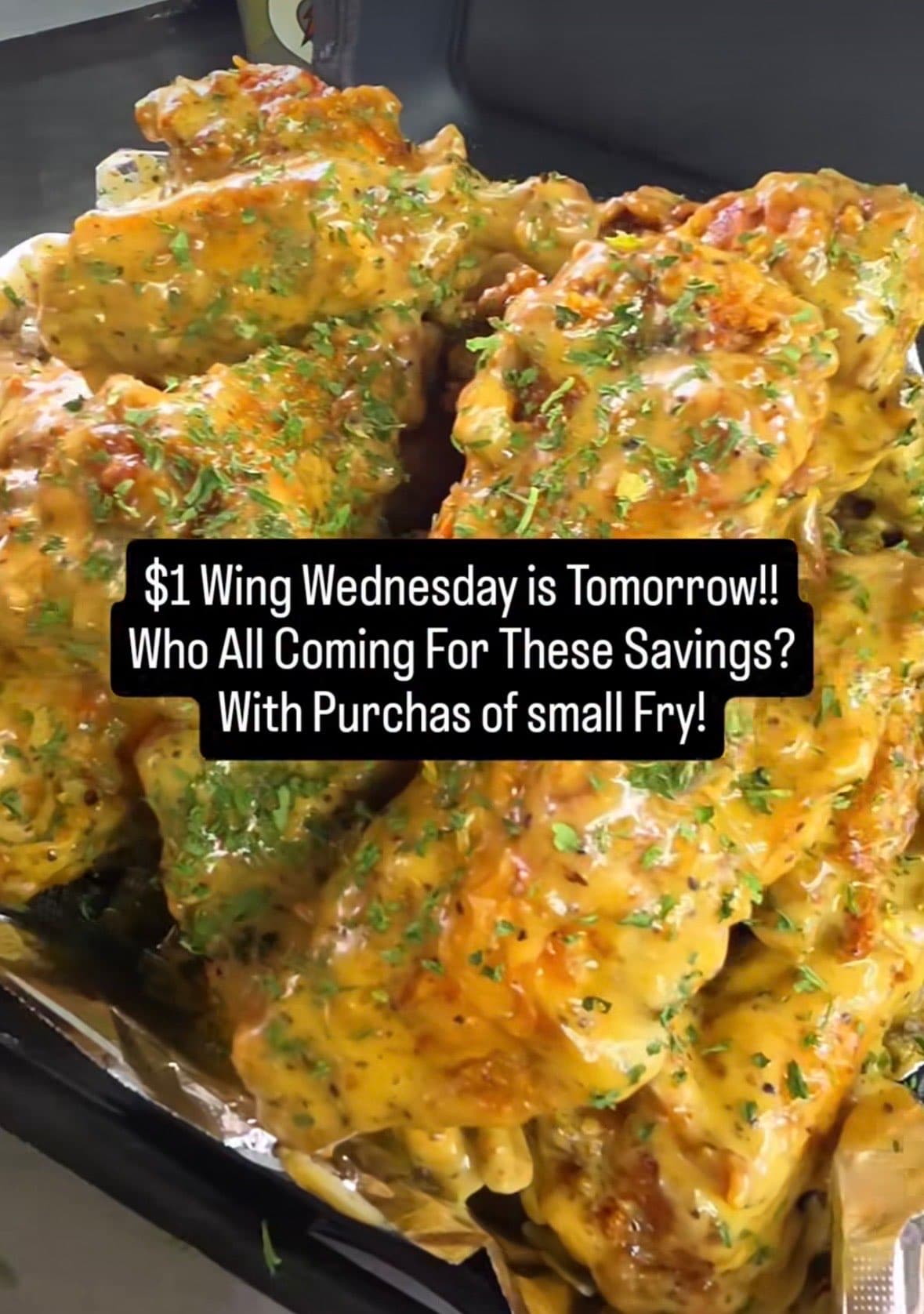 Lemon pepper chicken wings — $1 Wing Wednesday at Lil Moe's Potato Trap Houston food truck